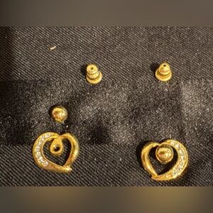 Versatile Gold Heart Crystal Earrings